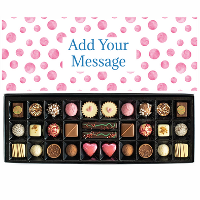 Personalised Chocolate Gift Box | 30 Box | Pink Dots - Martins Chocolatier