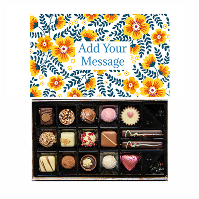 Personalised Chocolate Gift Box | 16 Box | Yellow Flowers - Martins Chocolatier