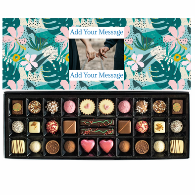 Personalised Chocolate Gift Box | 30 Box | Green Flowers - Martins Chocolatier