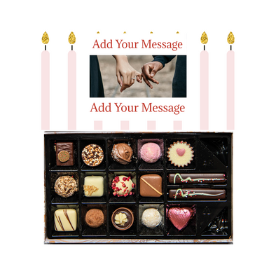 Personalised Chocolate Gift Box | 16 Box | Pink Candles - Martins Chocolatier