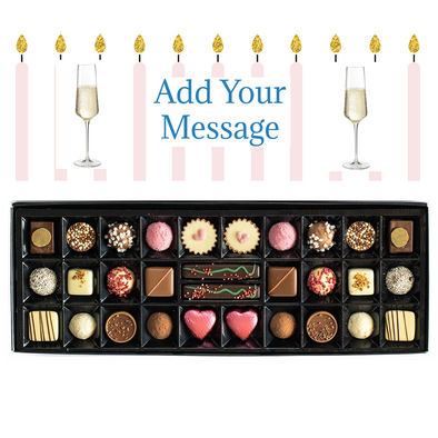 Personalised Chocolate Gift Box | 30 Box | Pink Candles - Martins Chocolatier
