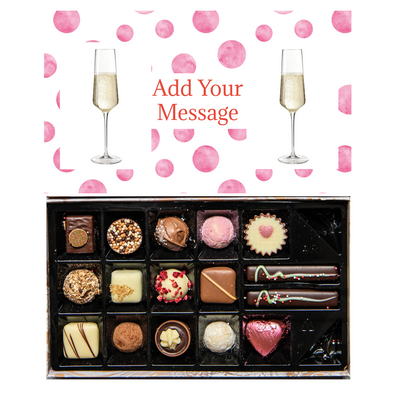 Personalised Chocolate Gift Box | 16 Box | Pink Dots - Martins Chocolatier