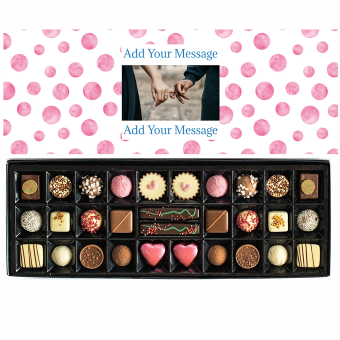 Personalised Chocolate Gift Box | 30 Box | Pink Dots - Martins Chocolatier