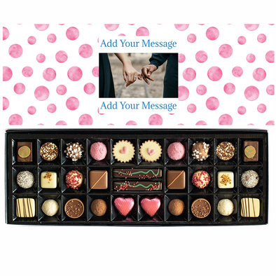 Personalised Chocolate Gift Box | 30 Box | Pink Dots - Martins Chocolatier