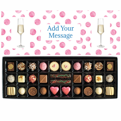 Personalised Chocolate Gift Box | 30 Box | Pink Dots - Martins Chocolatier