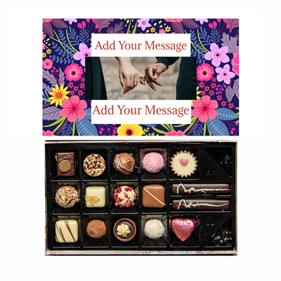 Personalised Chocolate Gift Box | 16 Box | Purple Flowers - Martins Chocolatier