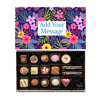 Personalised Chocolate Gift Box | 16 Box | Purple Flowers - Martins Chocolatier