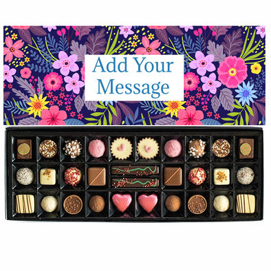 Personalised Chocolate Gift Box | 30 Box | Purple Flowers - Martins Chocolatier