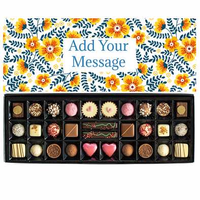 Personalised Chocolate Gift Box | 30 Box | Yellow Flowers - Martins Chocolatier